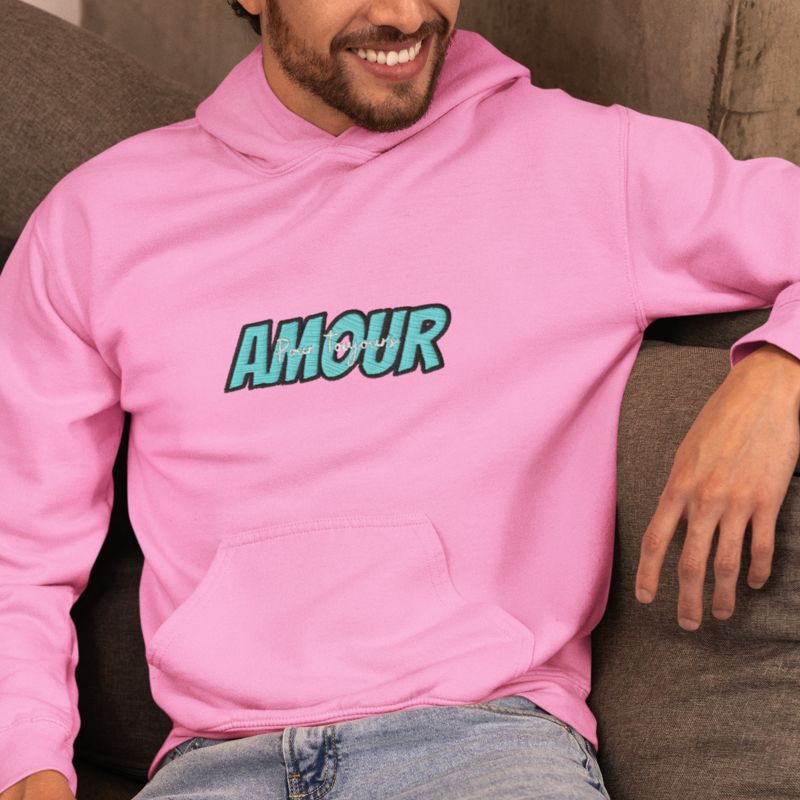 Hoodie Pink Amour Toujours Blue