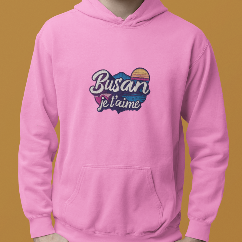 Hoodie Pink Busan Je t'Aime Mountain