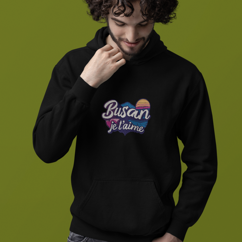 Hoodie Black Busan Je t'Aime Mountain