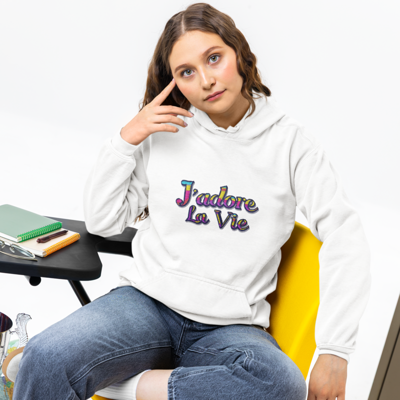 Hoodie White j'Adore La Vie Color