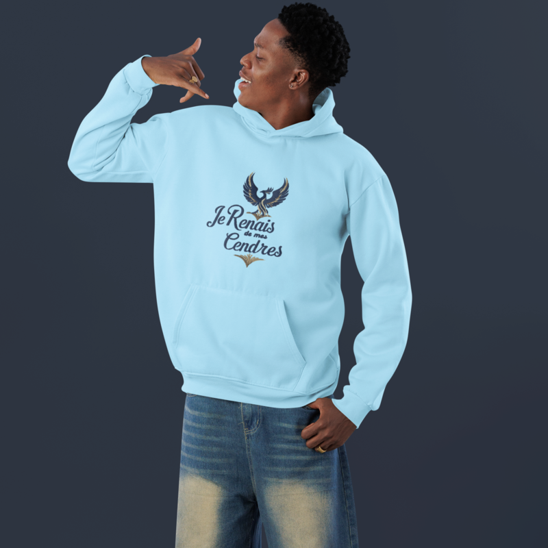Hoodie Blue Je Renais de Mes Cendres
