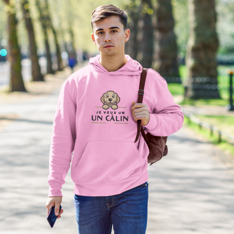 Hoodie Pink Je Veux Un Calin Dog