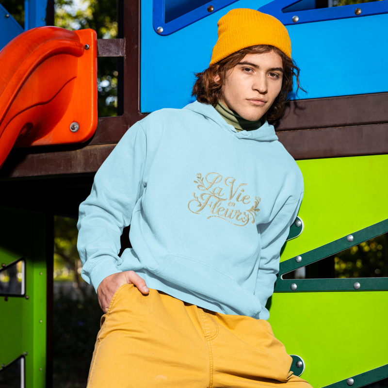 Hoodie Blue La Vie en Fleurs Gold