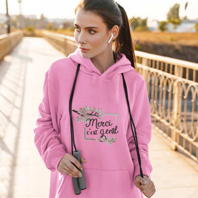 Hoodie Pink Merci C'Est Gentil Rectangle