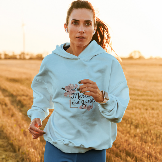 Hoodie Blue Merci C'Est Gentil Rectangle