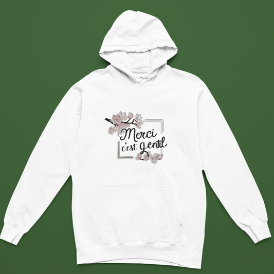 Hoodie White Merci C'Est Gentil Rectangle