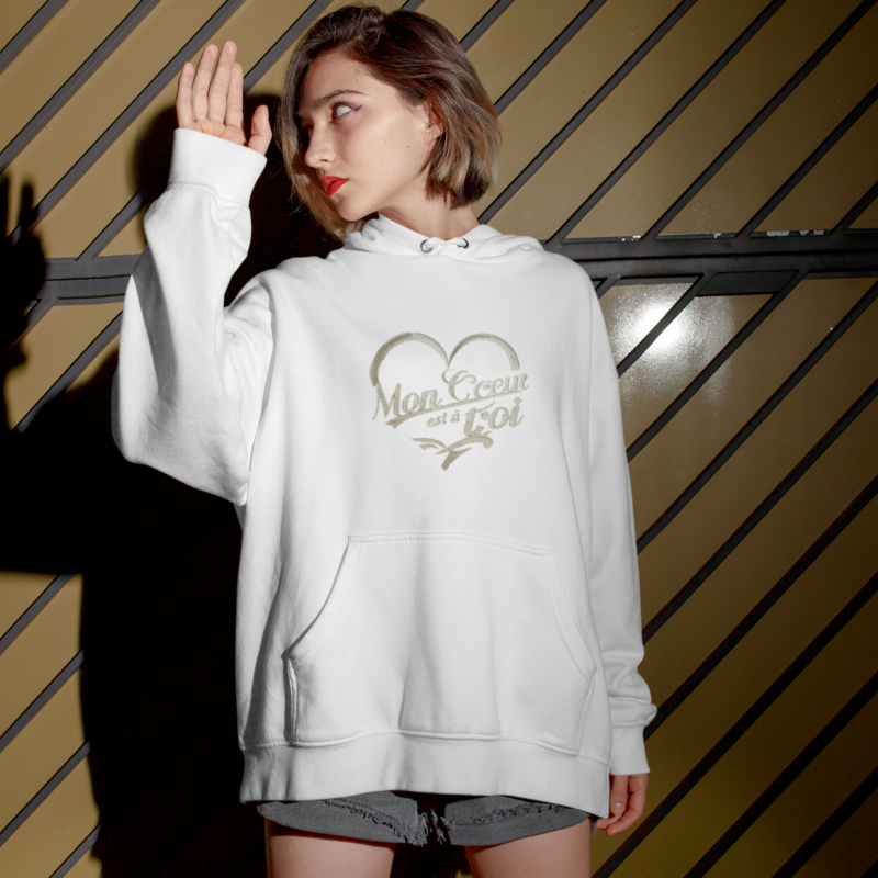 Hoodie White Mon Coeur Est à Toi