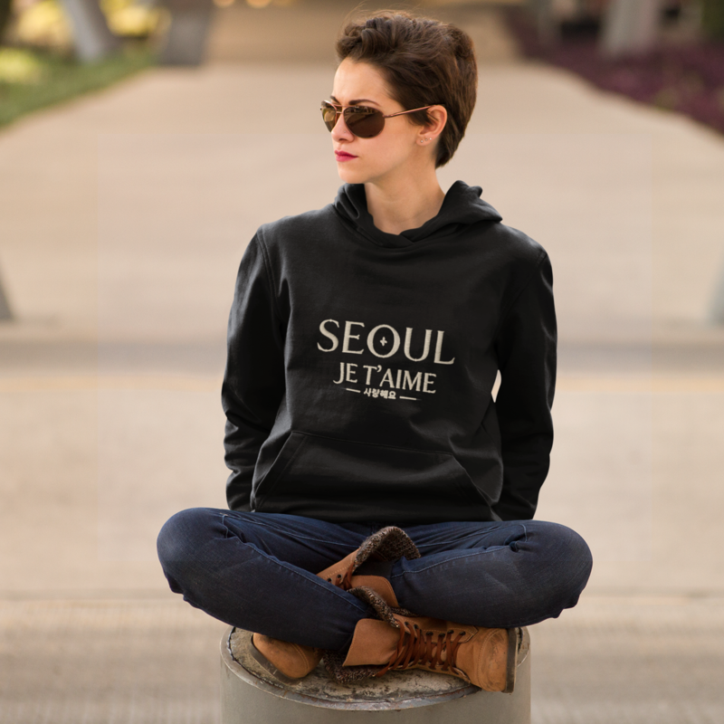Hoodie Black Seoul Je T'Aime Gold