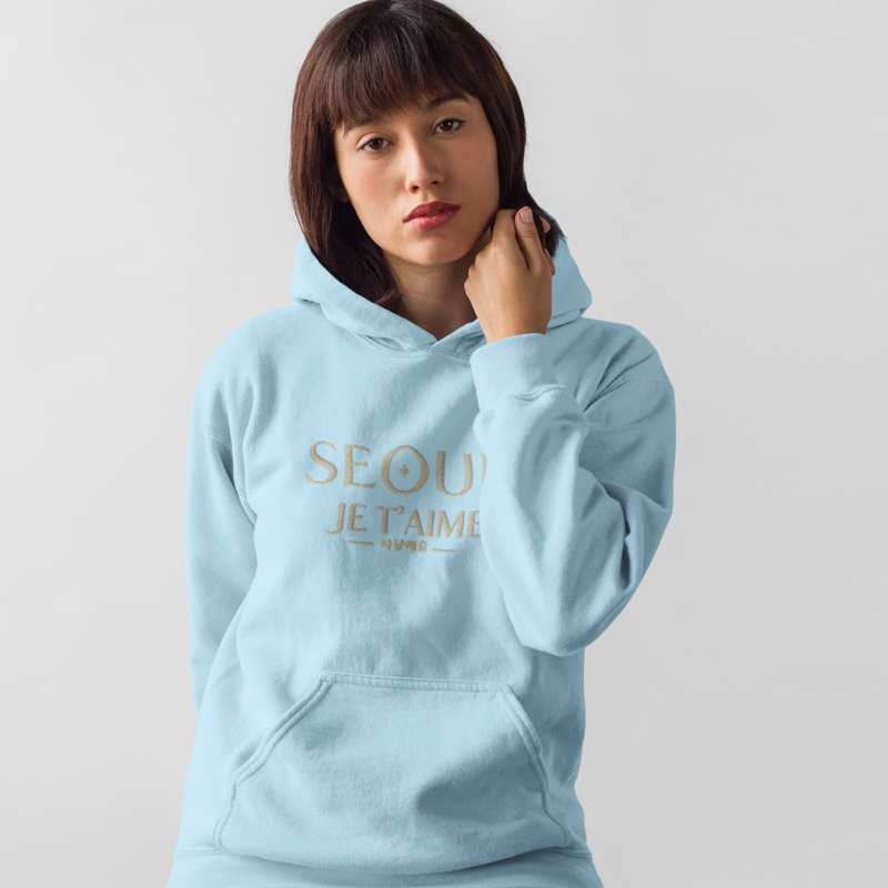 Hoodie Blue Seoul Je T'Aime Gold