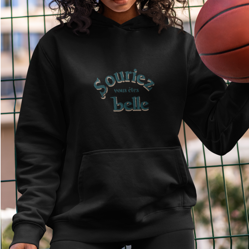 Hoodie Black Souriez Vous Etes Belle