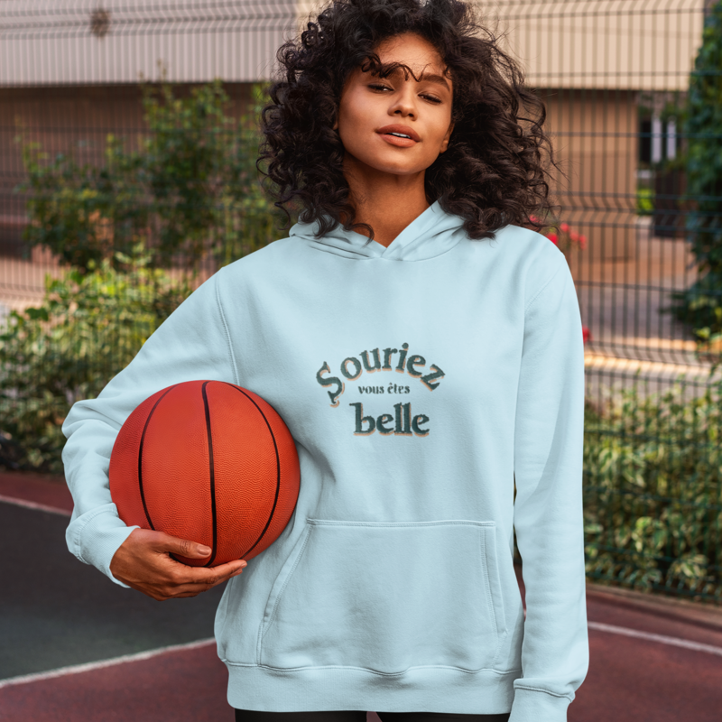 Hoodie Blue Souriez Vous Etes Belle