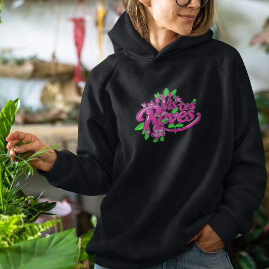 Hoodie Black Vis Tes Rêves Green Pink