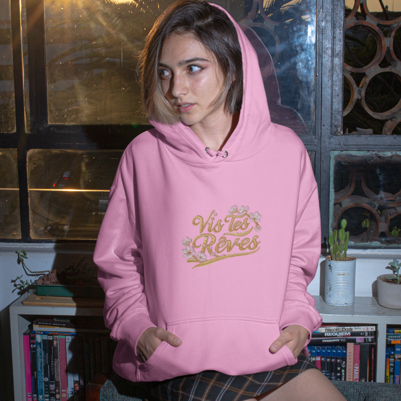 Hoodie Pink Vis Tes Rêves Gold Cherry Blossoms