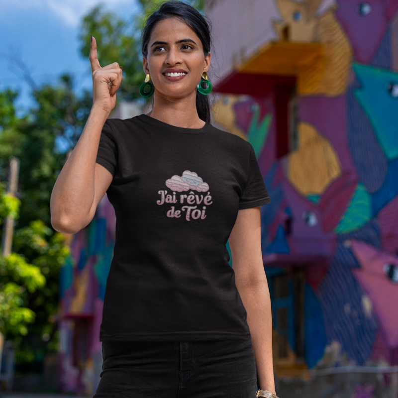 Tee Shirt Black J'ai Rêvé de Toi Cloud