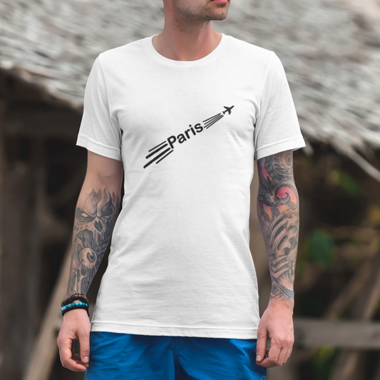 Tee Shirt White Paris Airplane