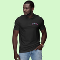 Load image into Gallery viewer, Polo Shirt Black Vis Tes Rêves Blue Pink
