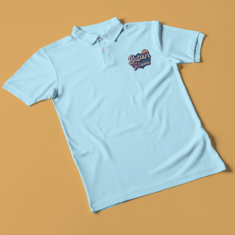 Polo Shirt Blue Busan Je t'Aime Color