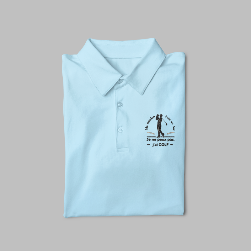 Polo Shirt Blue Je ne Peux Pas J'ai Golf Man