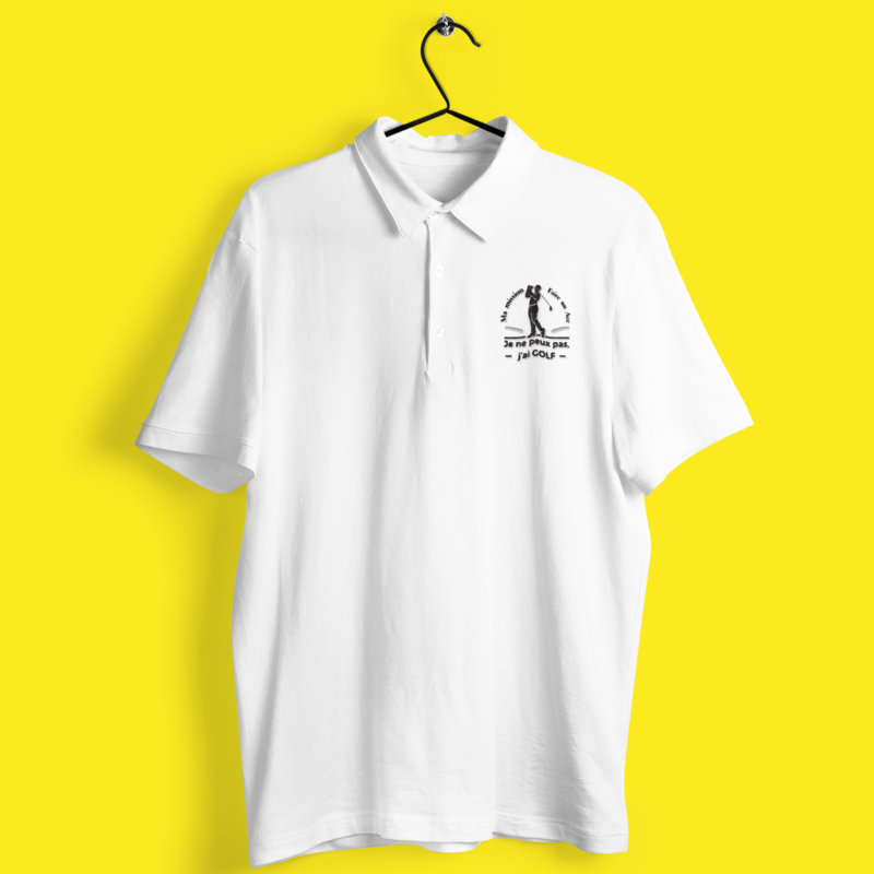 Polo Shirt White Je ne Peux Pas J'ai Golf Man