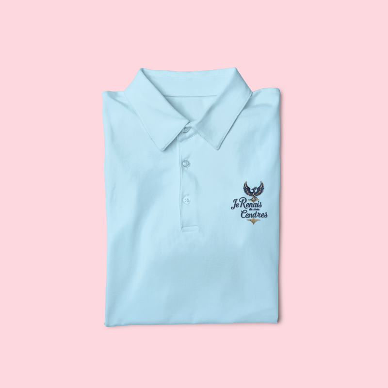Polo Shirt Blue Je Renais de Mes Cendres Phoenix