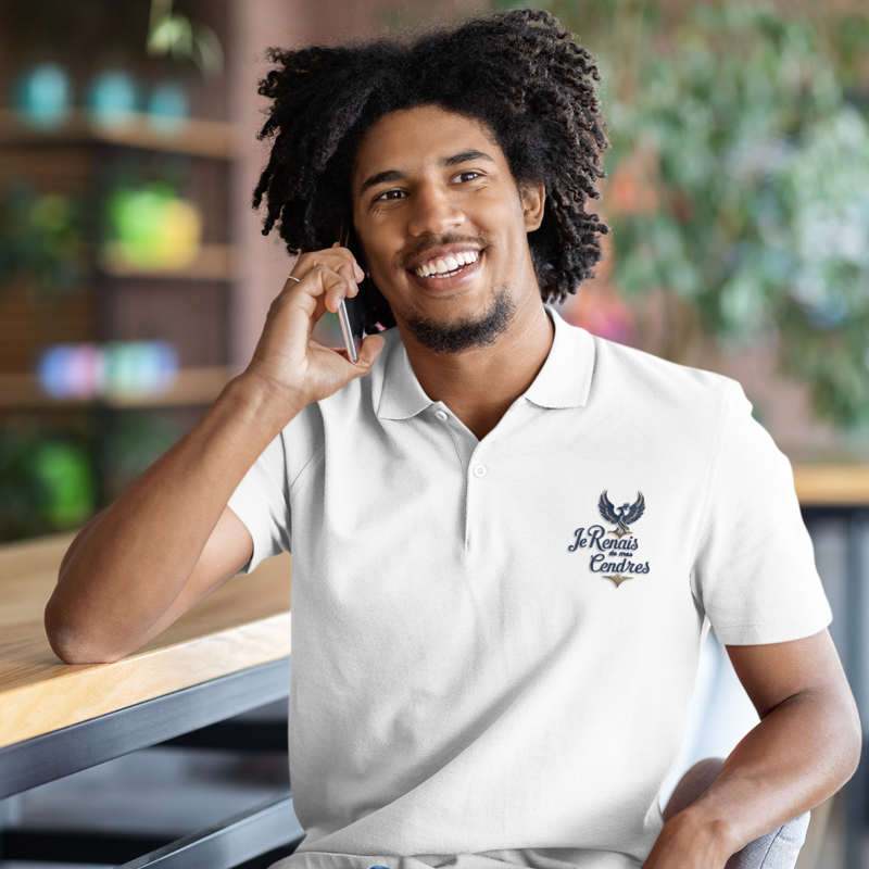 Polo Shirt White Je Renais de Mes Cendres Phoenix