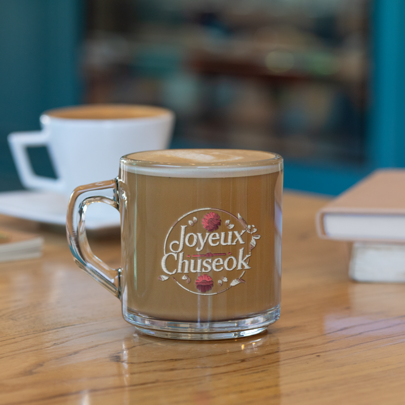 Glass Mug Joyeux Chuseok Circle