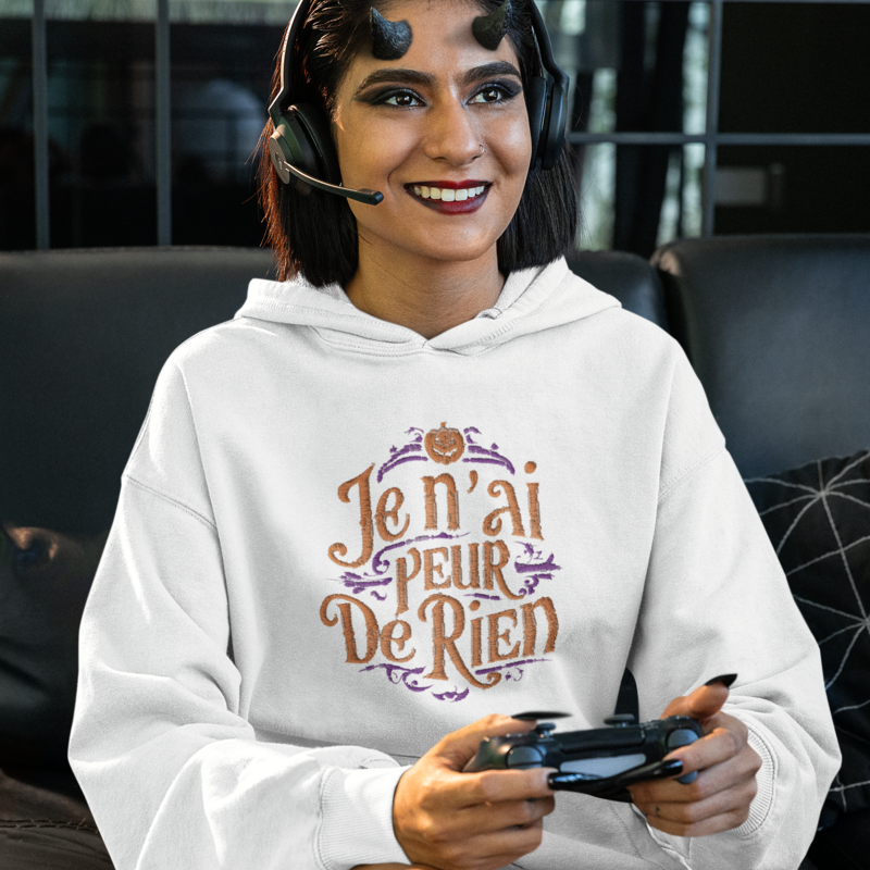 Hoodie White Halloween Je n'ai Peur de Rien