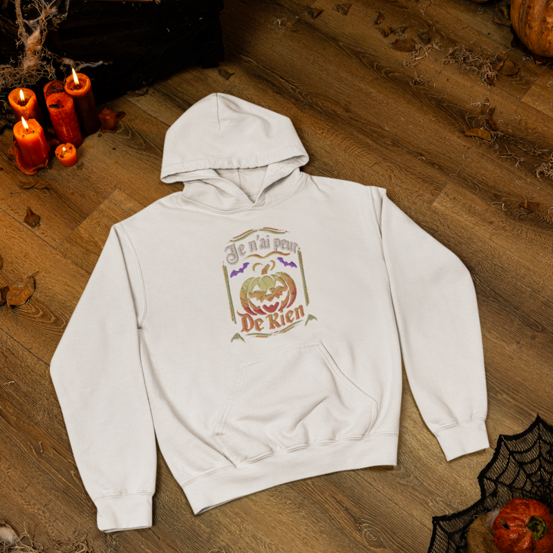 Hoodie White Halloween Je n'ai Peur de Rien