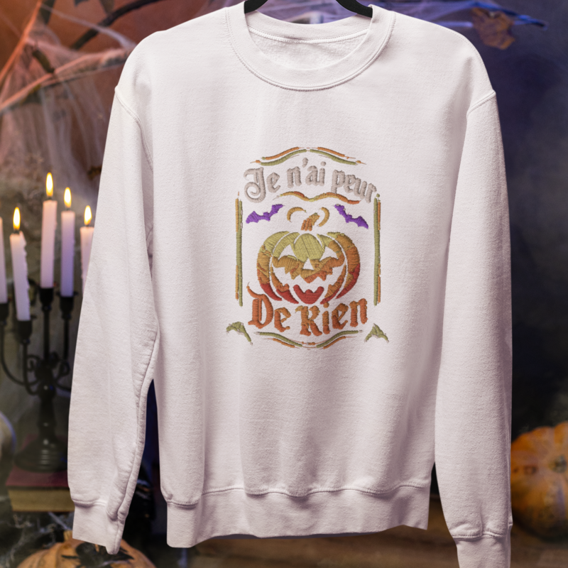 Sweatshirt White Halloween Je n'ai Peur de Rien