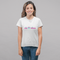 Load image into Gallery viewer, Tee Shirt White Vis Tes Rêves Blue Pink
