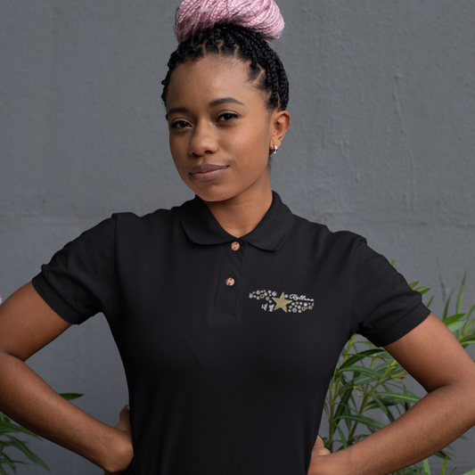 Polo Shirt Black Rallume Mon Etoile in French Korea