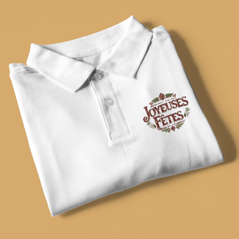 Polo Shirt White Joyeuses Fêtes