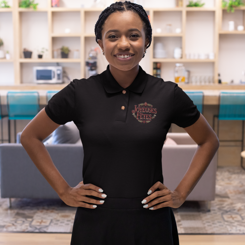 Polo Shirt Black Joyeuses Fêtes