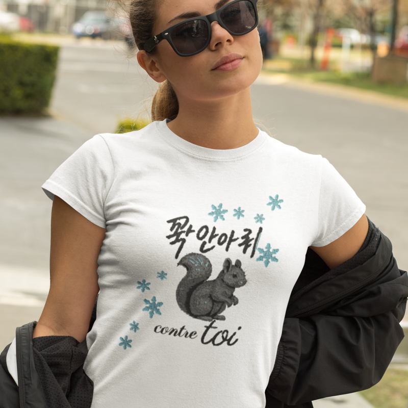 Tee Shirt White Serre Moi fort Contre Toi French Korean