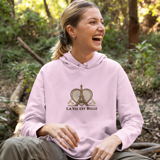 Hoodie Pink La Vie Est Belle With Heart