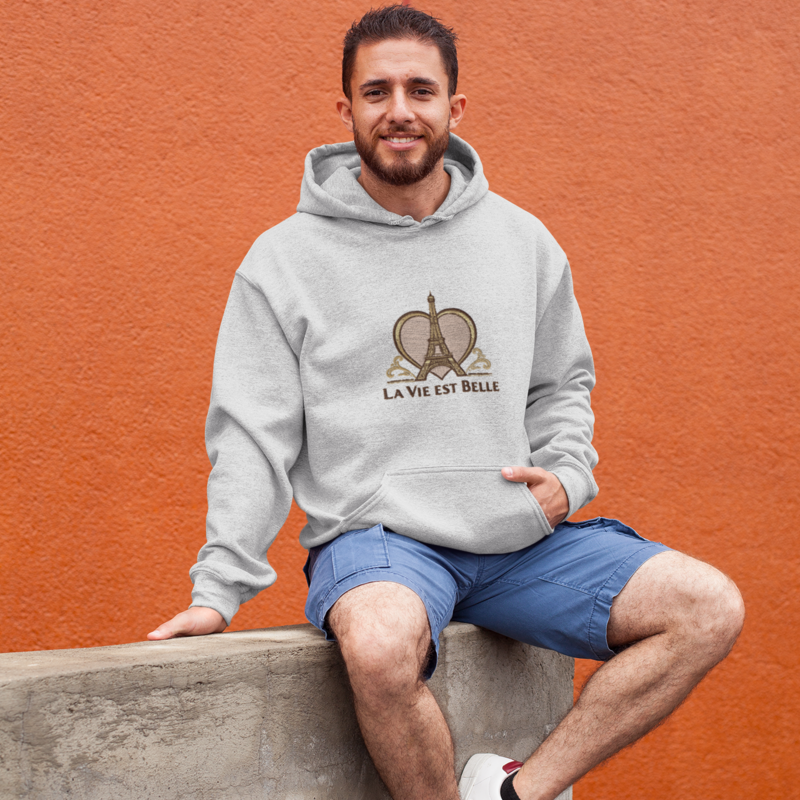 Hoodie Gray La Vie Est Belle With Heart