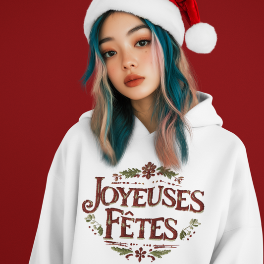 Hoodie White Joyeuses Fetes