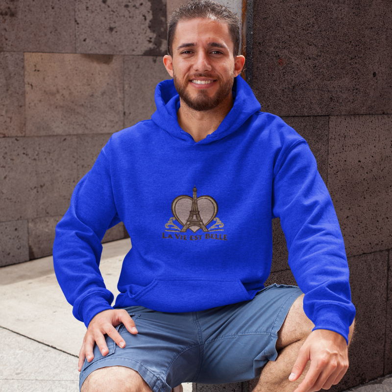 Hoodie Navy La Vie Est Belle With Heart