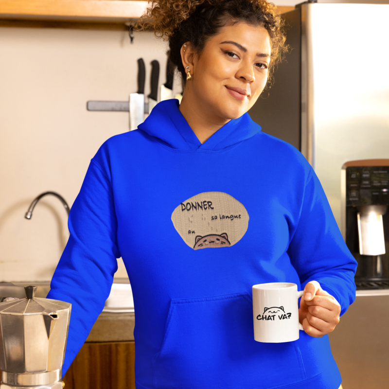 Hoodie Navy Donner sa Langue au Chat Kawaii