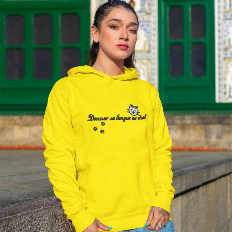 Hoodie Yellow Donner sa Langue au Chat