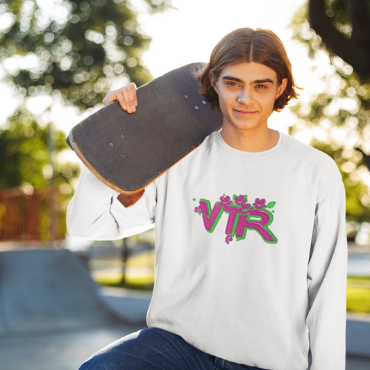 Sweater White VTR Fluo Pink Green