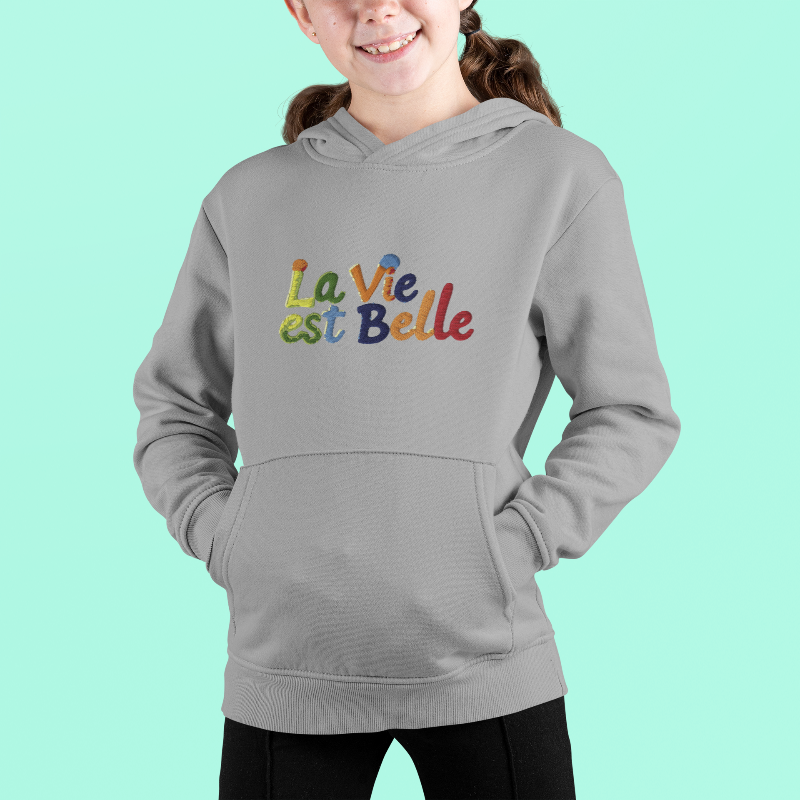 Child Hoodie Gray La Vie Est Belle Multicolor