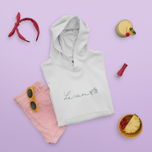 Child Hoodie White  La Vie en Rose