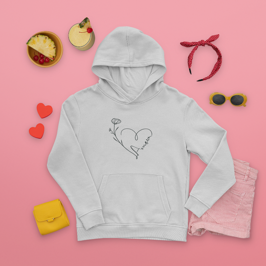 Child Hoodie White Amour Heart