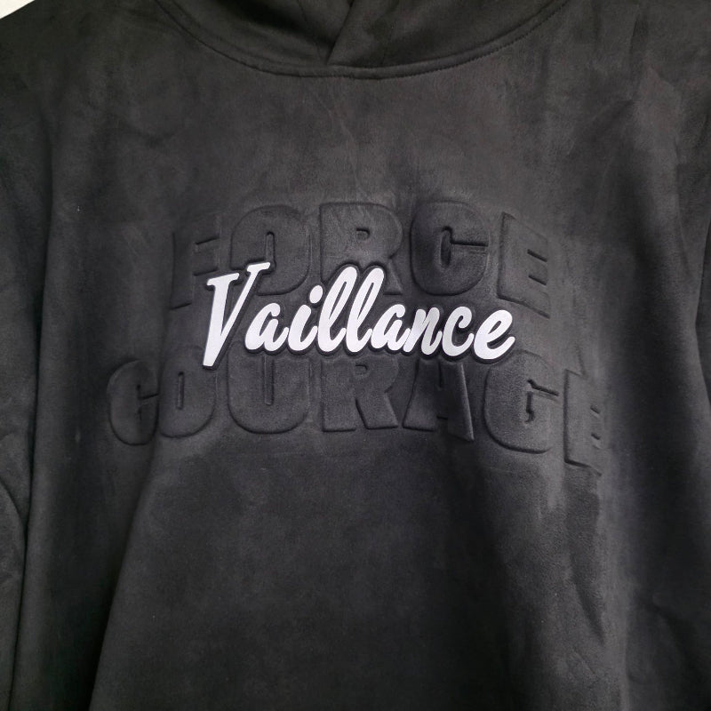 Hoodie Suede Black Courage Force Vaillance