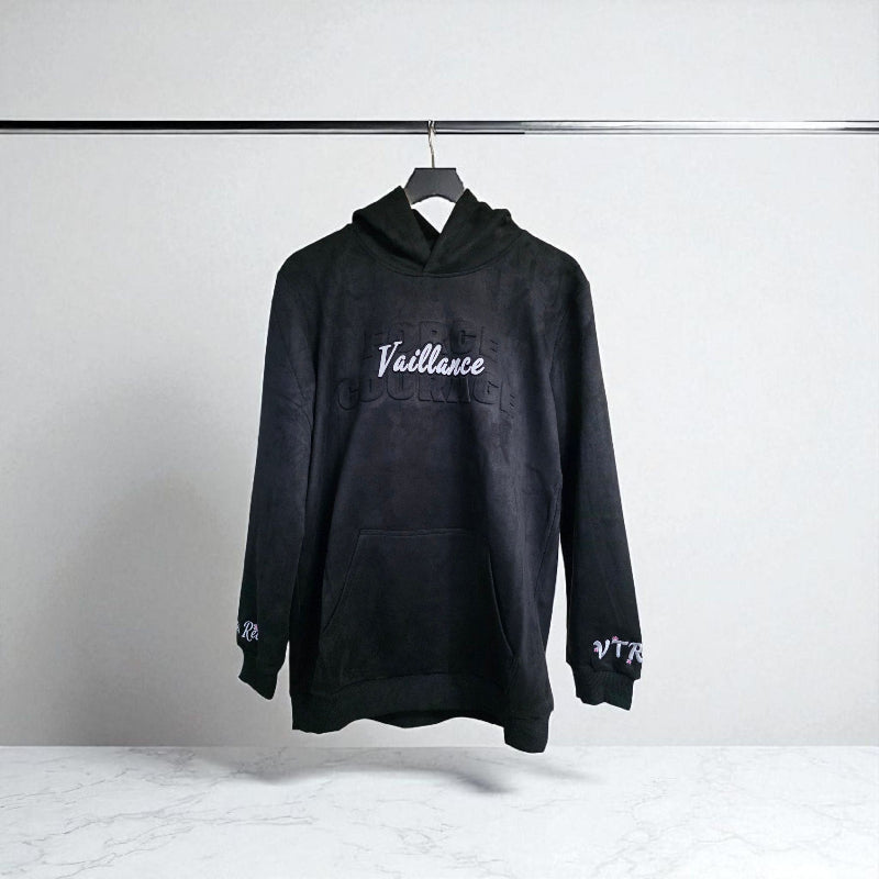 Hoodie Suede Black Courage Force Vaillance
