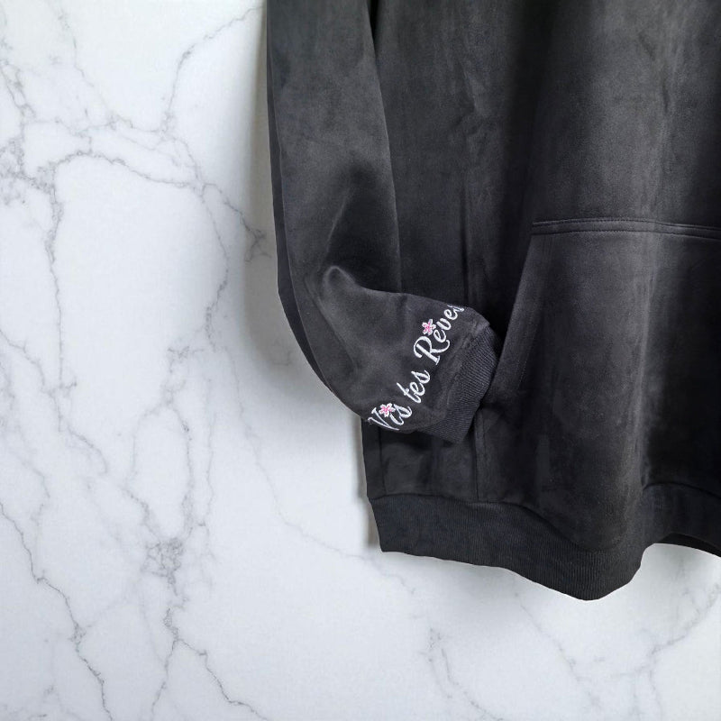 Hoodie Suede Black Courage Force Vaillance