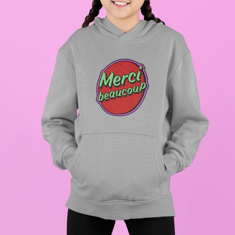Child Hoodie Gray Merci Beaucoup