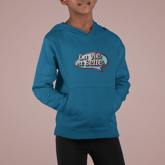 Child Hoodie Navy La Vie Est Belle Blue Purple