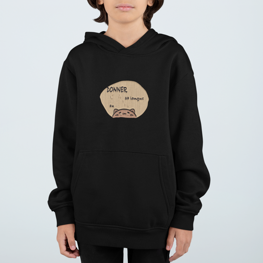 Child Hoodie Black Donner Sa Langue au Chat Kawaii